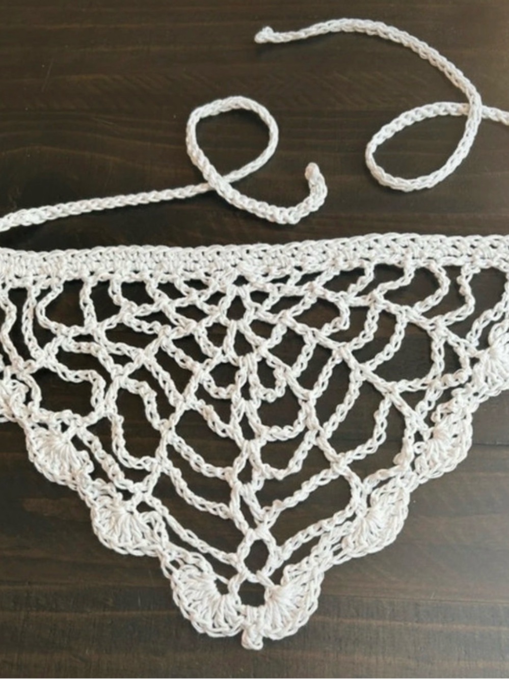 Handmade Crochet Spiderweb Bandana in Cream